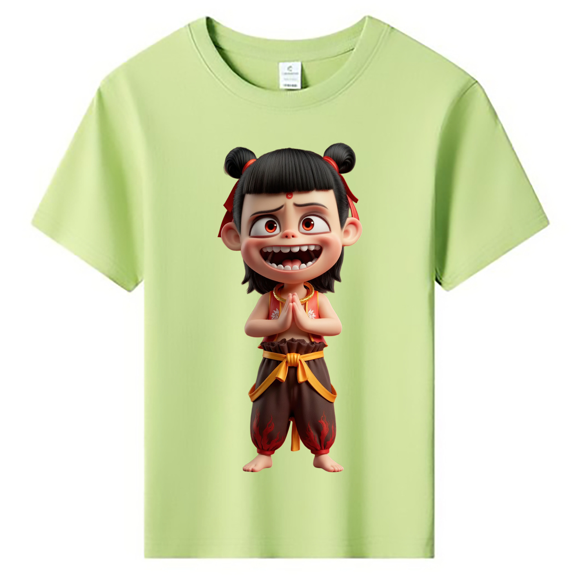（画像用） Ne Zha 2 ナタ 魔童の大暴れ 綿100％キッズTシャツ（フロントプリント）